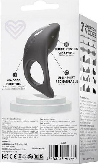 LateToBed Hunter Inel Vibrant Pentru Penis Din Silicon Negru Y-833