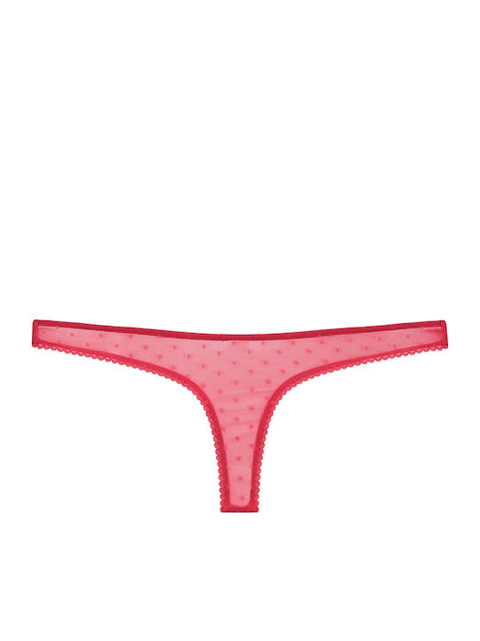 Luna Noel Women's String with Lace Red