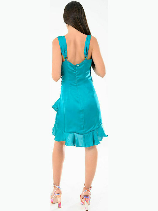 Guess Summer Mini Dress for Wedding / Baptism Satin Turquoise