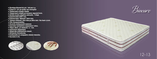 Athens Strom Biocare Διπλό Ορθοπεδικό Στρώμα Memory Foam 140x190x28cm με Ελατήρια