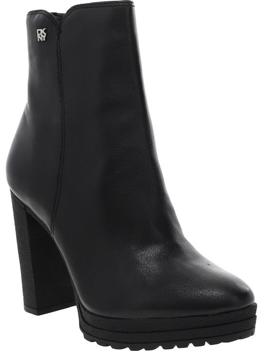 Tessi Leather Women's Ankle Boots with High Heel Black