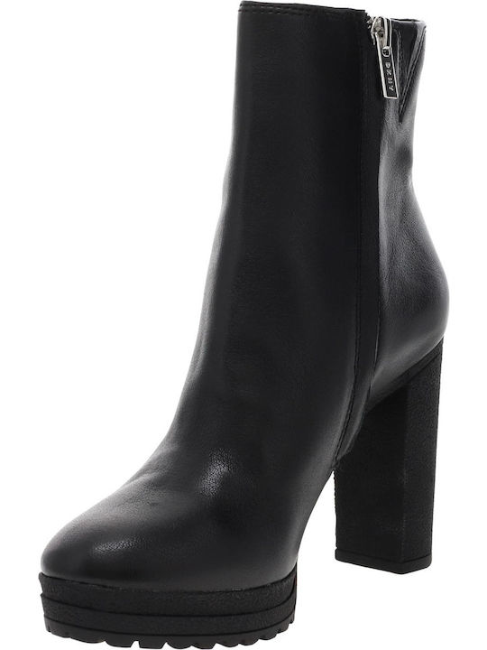 Tessi Leather Women's Ankle Boots with High Heel Black