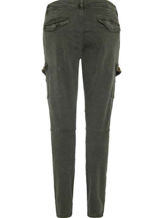 Damen Stoff Cargo Hose in Enger Passform Khaki