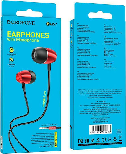 Borofone BM57 Platinum In-Ear Freihändig Kopfhörer mit Stecker 3.5mm Rot