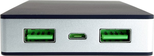 PowerNeed P10000B Power Bank 10000mAh με 2 Θύρες USB-A Μαύρο