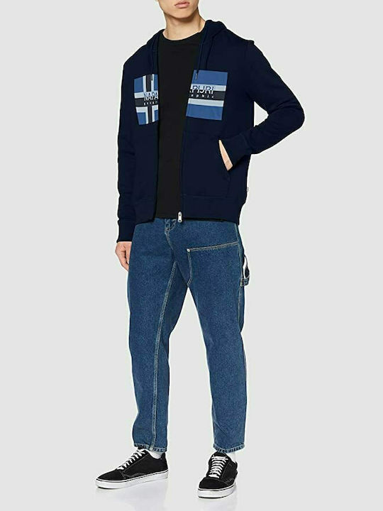 Napapijri Bovico Herren Sweatshirt Jacke mit Kapuze und Taschen Navy