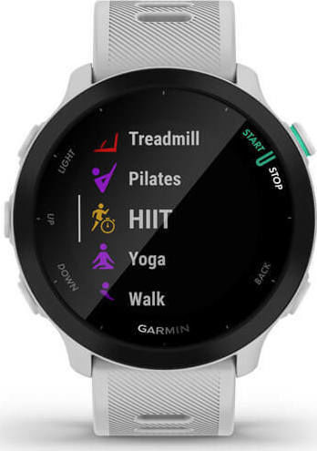 Garmin Forerunner 55 42mm Αδιάβροχο Smartwatch με Παλμογράφο (White)