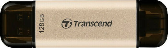 Transcend JetFlash 930C 128GB USB 3.2 Стик с връзка USB-A & USB-C Златист