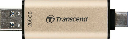 Transcend JetFlash 930C 256GB USB 3.2 Stick with connection USB-A & USB-C Gold