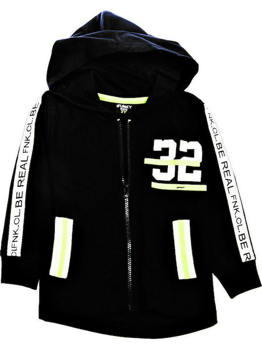 Funky Boys Hooded Sweatshirt Be real with Zipper Black