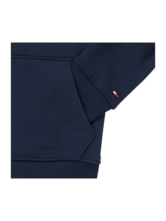 Fleece Kids Sweatshirt with Hood and Pockets Blue Essential