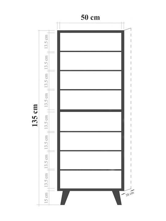 Ξύλινη Παπουτσοθήκη με 8 Ράφια Sonoma Μ50xΠ38xΥ135cm