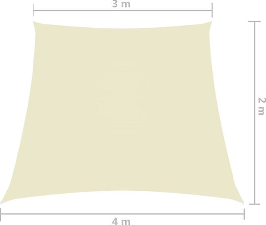 vidaXL Rectangular Shade Sail Ecru With Hoop & with PU Coating 3x2m