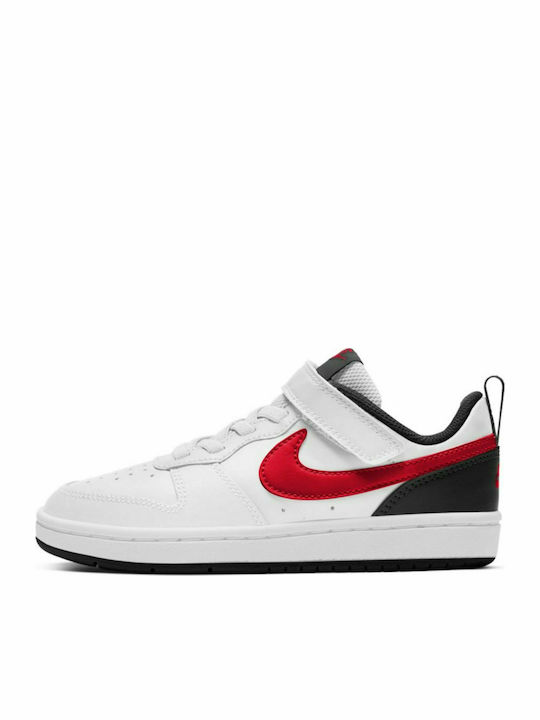 Court Court Borough Low 2 Kids Sports Shoes Basketball with Hoop & Loop Closure White / University Red / Black