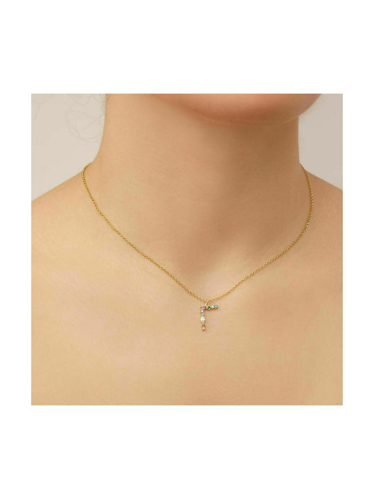 Excite-Fashion Necklace Monogram from Gold Plated Silver with Zircon