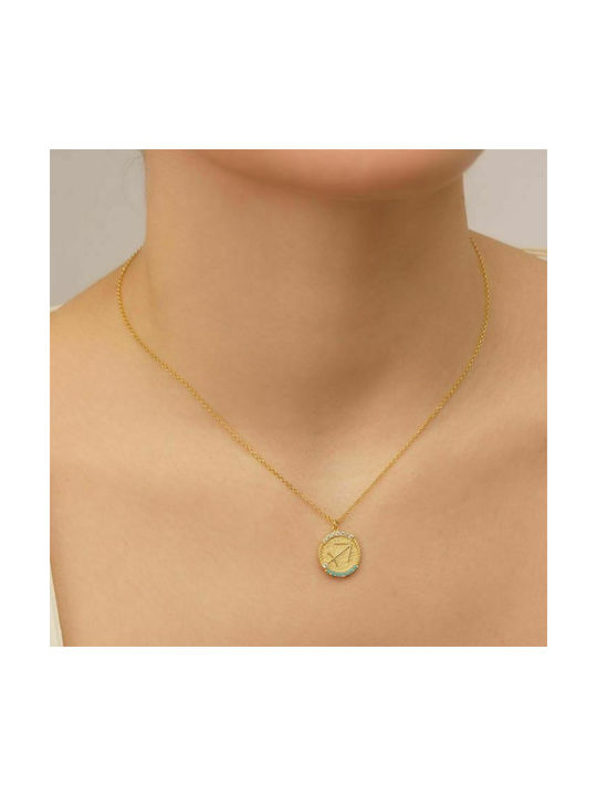 Excite-Fashion Necklace Zodiac Sign from Gold Plated Silver with Zircon