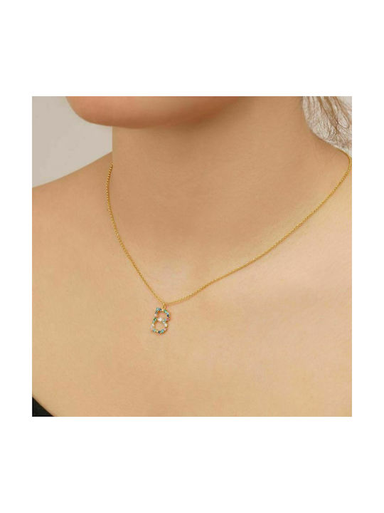 Excite-Fashion K-MON-B-G-95 Necklace Monogram from Gold Plated Silver with Zircon K-MON-B-MYLT-95