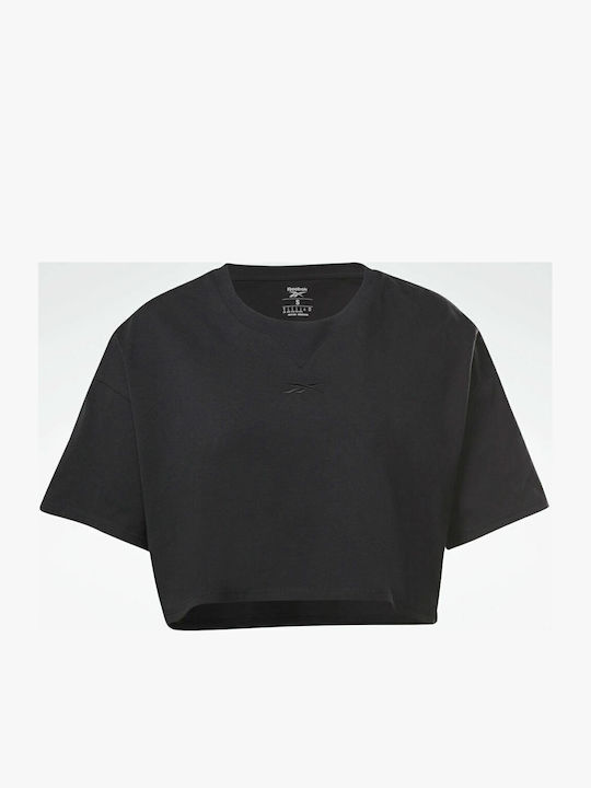 Studio Γυναικείο Αθλητικό Crop Top Κοντομάνικο Μαύρο