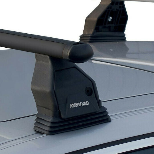 Menabo Metallic Car Roof Bars 112cm for BMW Series 1 5D for Cars with Factory Roof Bars Set with Roof Rack Legs Black
