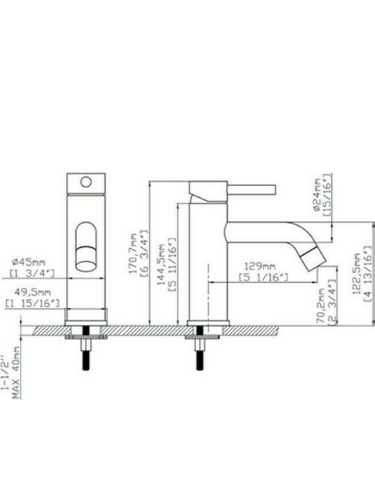 Karag Artemis Mixing Inox Sink Faucet Silver
