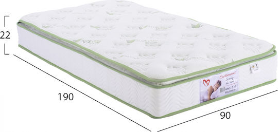 HomeMarkt Μονό Ορθοπεδικό Στρώμα 90x190x22cm με Ελατήρια , Aloe Vera & Ανώστρωμα