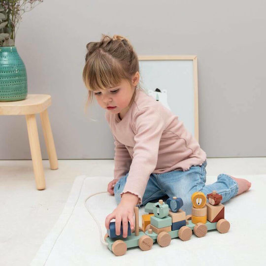 Trixie Pull-Along Toy Animal Train made of Wood for 18++ Months