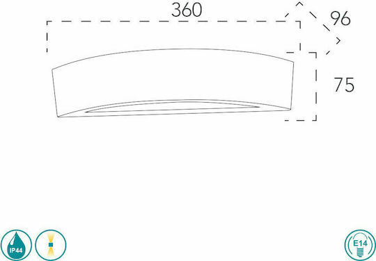 Fan Europe Tucson Wall-Mounted Outdoor Ceiling Light E14 IP44 36x9.6x7.5εκ.