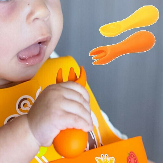 Marcus & Marcus Baby Set with Fork Giraffe made of Silicone for 12+ months Multicolour 2pcs