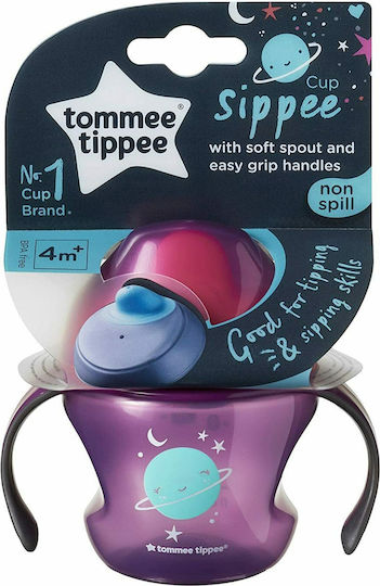 Tommee Tippee First Cup Educational Sippy Cup Plastic with Handles Purple for 4m+m+ 150ml