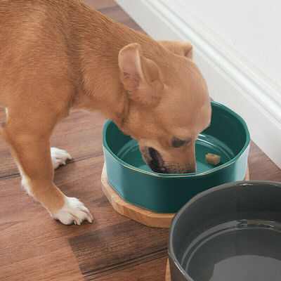 Navaris Ceramic Bowls Dog Food & Water Green with Base 500ml 50946.80