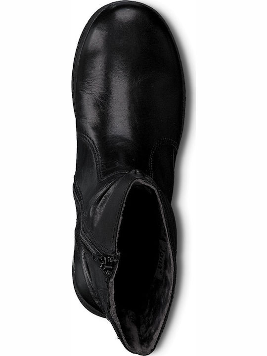 Leather Women's Ankle Boots Platform Black