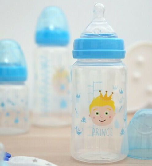 Kiokids Пластмасова Бебешка Бутилка Prince с Силиконов Биберон за 6+ Месеца Синьо Принц 240мл