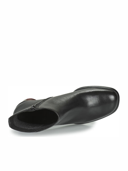 Meda Leather Women's Chelsea Boots with Medium Heel Black