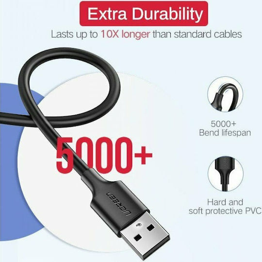 Ugreen US289 Regulär USB 2.0 auf Micro-USB-Kabel Schwarz 0.5m (60135) 1Stück