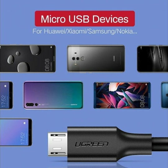 Ugreen US289 Regulär USB 2.0 auf Micro-USB-Kabel Schwarz 0.5m (60135) 1Stück