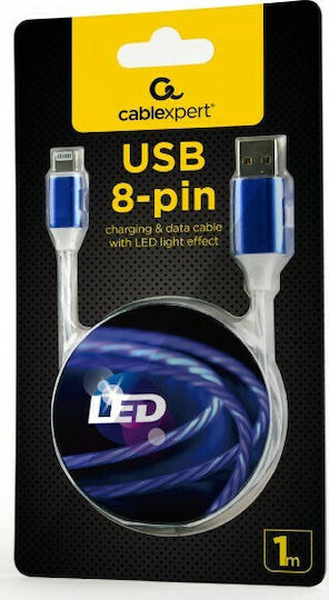 Cablexpert LED USB to Lightning Cable Μπλε 1m (CC-USB-8PLED-B-1M)