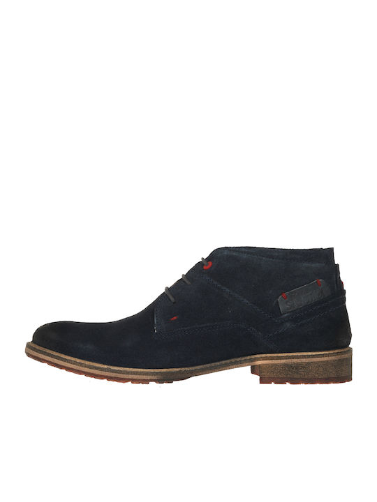 Leder Marineblau Herrenstiefel