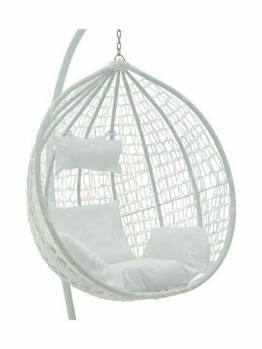 Zafer Metallic Swing Nest with Stand White L106xW103xH200cm