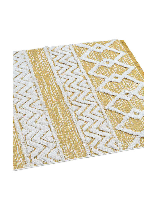 Madi Grain Rug Rectangular Summer Cotton with Fringes Yellow