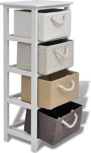 Sertar de depozitare din lemn și material textil cu 4 sertare Colorat L35xW27xH86buc