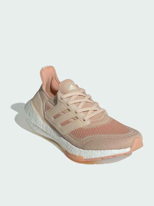 Adidas Ultraboost 21 Γυναικεία Αθλητικά Παπούτσια Running Halo Blush / Wonder White / Ambient Blush