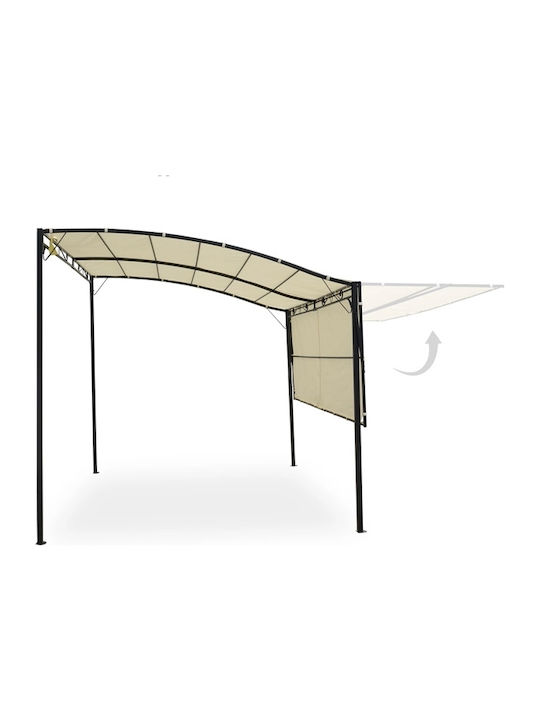 Pergolă De Grădină Din Metal Cu Tavan În Culoare Bej 300x250x250cm