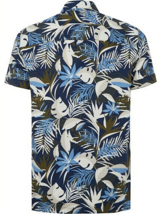 Kurzärmlig Hemd Blumen Blau