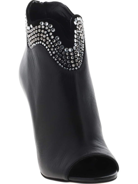 Leder Damen Stiefeletten Ankle Boots Schwarz