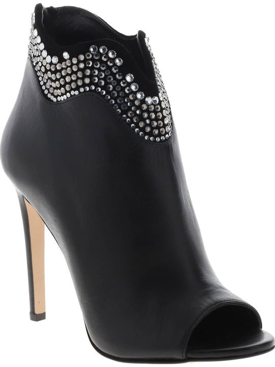 Leder Damen Stiefeletten Ankle Boots Schwarz