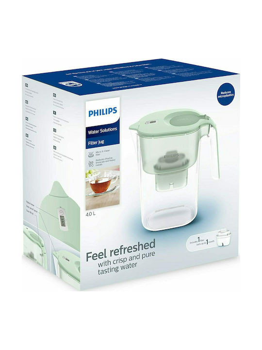 Philips Plastic Jug Green with Filter 4000ml