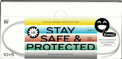 Larisa Face Cover Stay Safe & Protected Emoji Ιατρική Μάσκα Type II Schutzmaske Typ II Chirurgisch Schwarz 50Stück