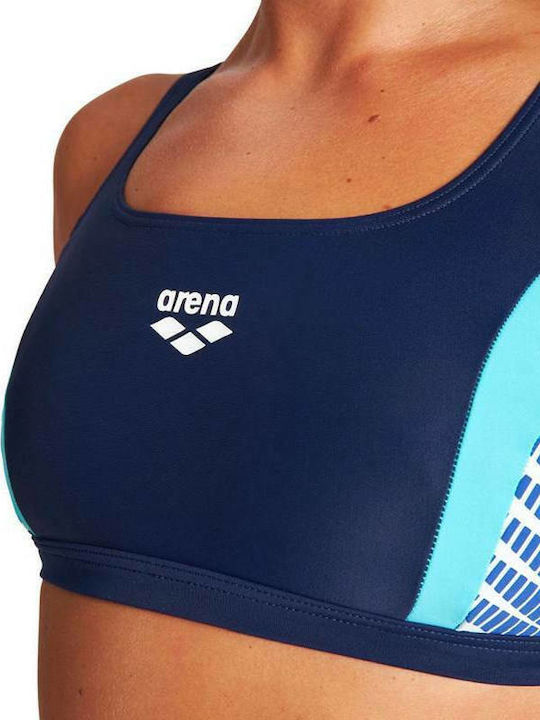 Sport Bikini Set Sports Bra & Slip Bottom Threefold Navy Blue