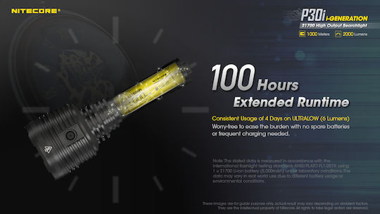 NiteCore Lumină de lucru și de sit, cu baterie Lanternă LED IP68 cu Luminozitate Maximă 2000lm P30i Negru