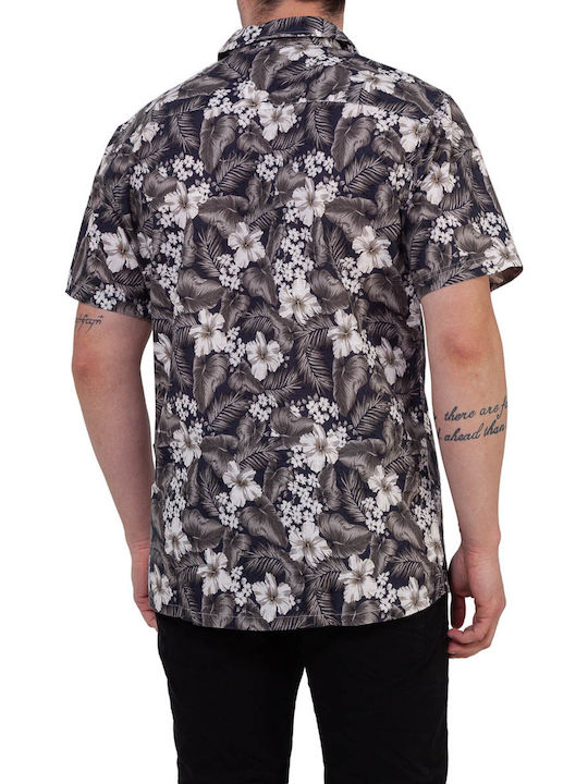 Garage Fifty5 Men's Shirt Short Sleeve Cotton Floral Khaki